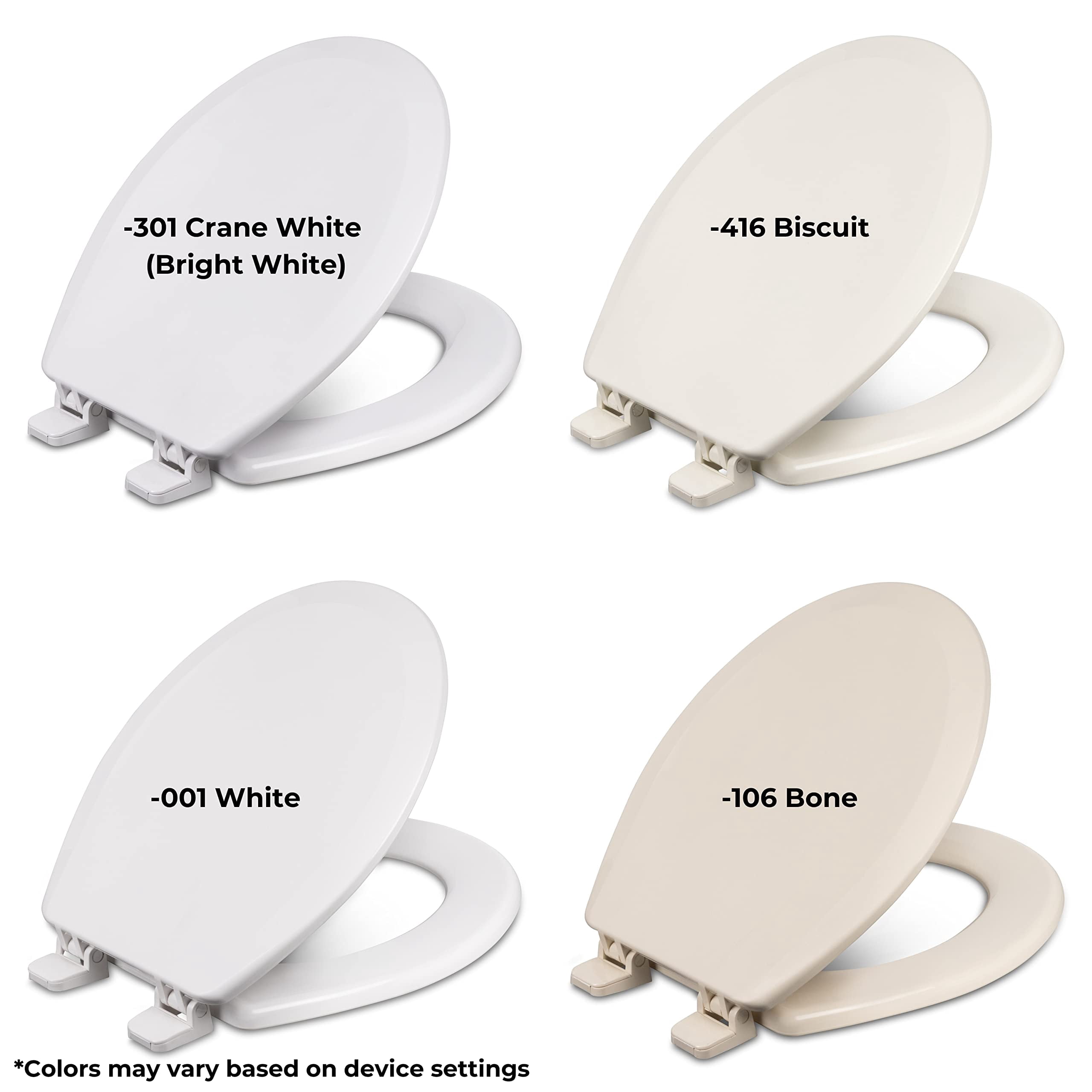 Centoco 900-301 Elongated Molded Wood Toilet Seat, Centocore Technology, Crane White (Cotton/Bright)