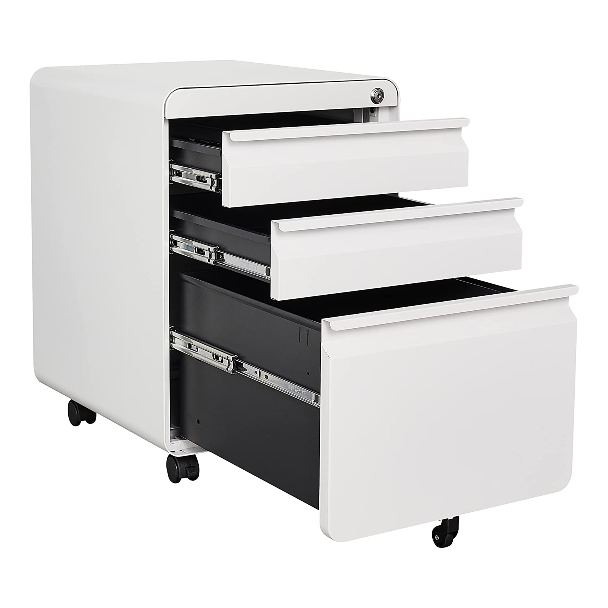 STANI 3 Drawer File with Lock, Mobile Metal Filing for