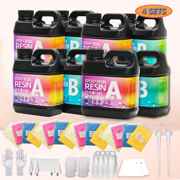 312OZ Epoxy Resin Kit，With 16 luminous power Crystal Clear Epoxy Resin, Strong, Bubble-Free, Anti-Yellowing Art Resin That, Suitable for Casting, DIY, Molds, Jewelry, Easy to Mix 1:1 Ratio