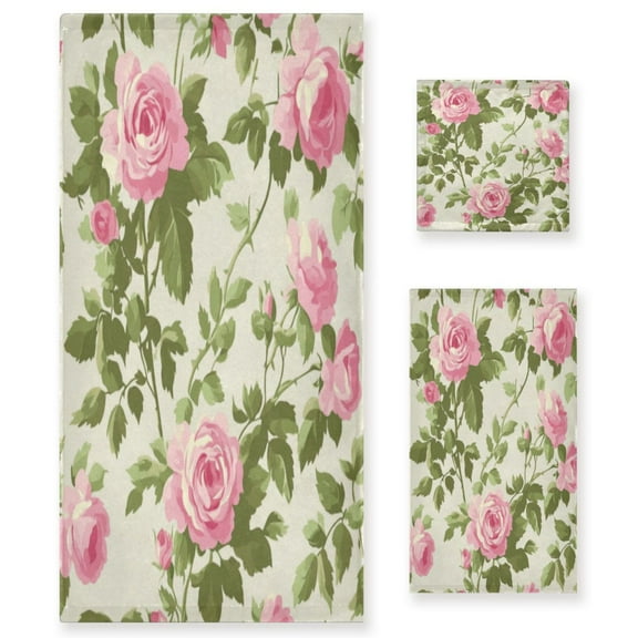 Three-Piece Towel Set Face Towel Towel Set Hand Towel Bath Towel Cotton Bath Towels Bath Towel Sets Hand Bath Towels Pretty Pink Rose