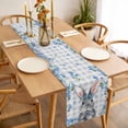 thumbnail image 3 of Easter Rabbit Table Runner 48 Inches Long Farmhouse Dress Scarves, Spring Cute Bunny Blue Flowers Buffalo Plaid Dining Tablerunner for Coffee Table/Kitchen Island/Party Décor, 13" x 48", 3 of 8