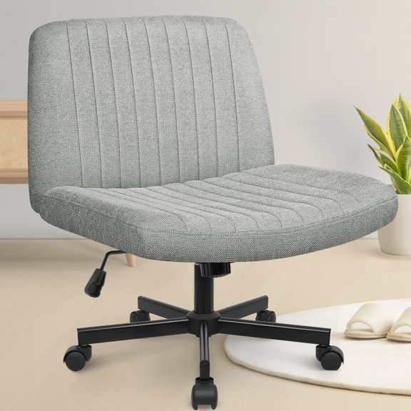 Celtoss Criss Cross Home Office Chair, Fabric Armless Swivel Task Computer Chair with Wheels, Gray