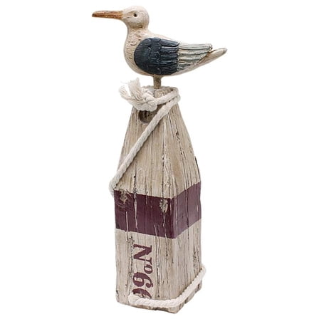 Seagull Statue Figurine Nautical Decoration, Rustic Indoor Outdoor Nautical Beach Theme Room Decor for Living Room Bathroom Home Decor Yard and Garden Statue 11Inch (White B)