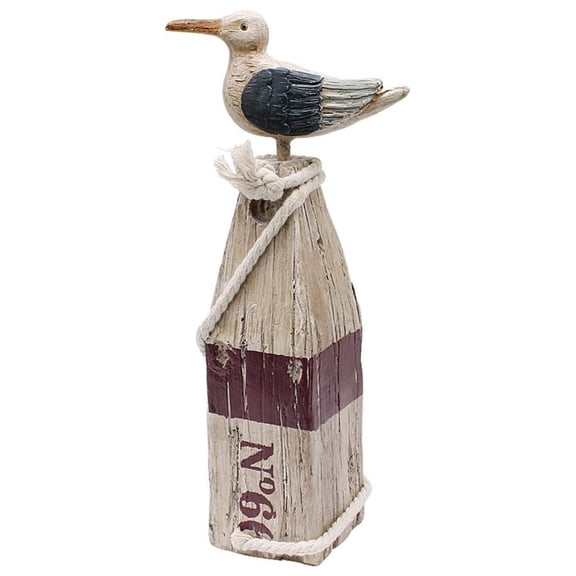 Seagull Statue Figurine Nautical Decoration, Rustic Indoor Outdoor Nautical Beach Theme Room Decor for Living Room Bathroom Home Decor Yard and Garden Statue 11Inch (White B)