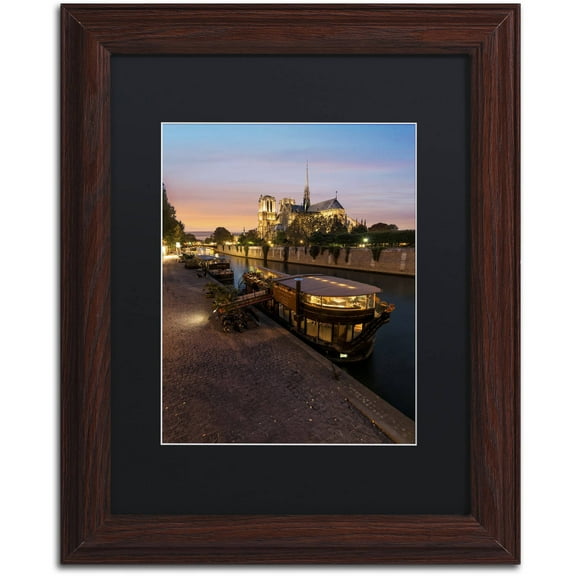 Trademark Fine Art "Sunset in Notre Dame de Paris" Canvas Art by Mathieu Rivrin, Black Matte, Wood Frame