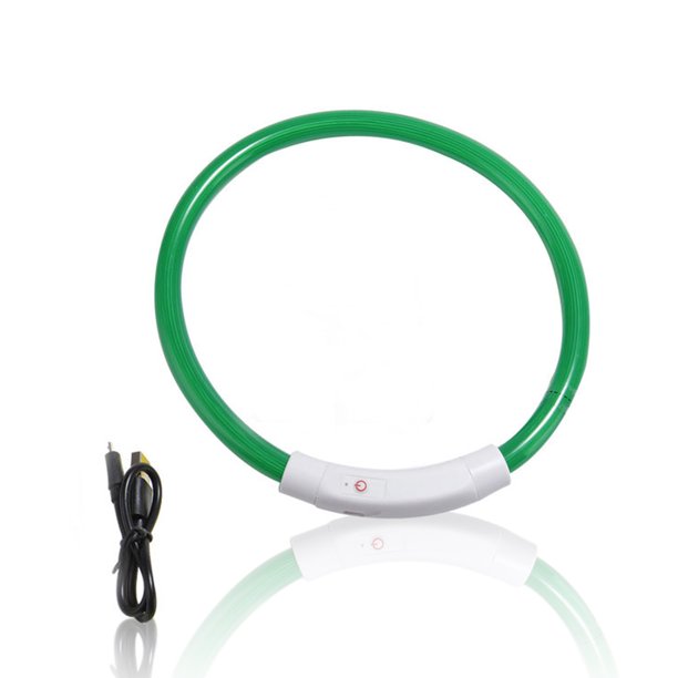 PETS COLLAR LED LIGHTING Suministros para mascotas Ajustable USB Carga Pérdida Luminosa Pérdida Luminosa Accidentes Cuellos de Luz Safety para Outdoor Pequeño Verde Speravity HA010373-20