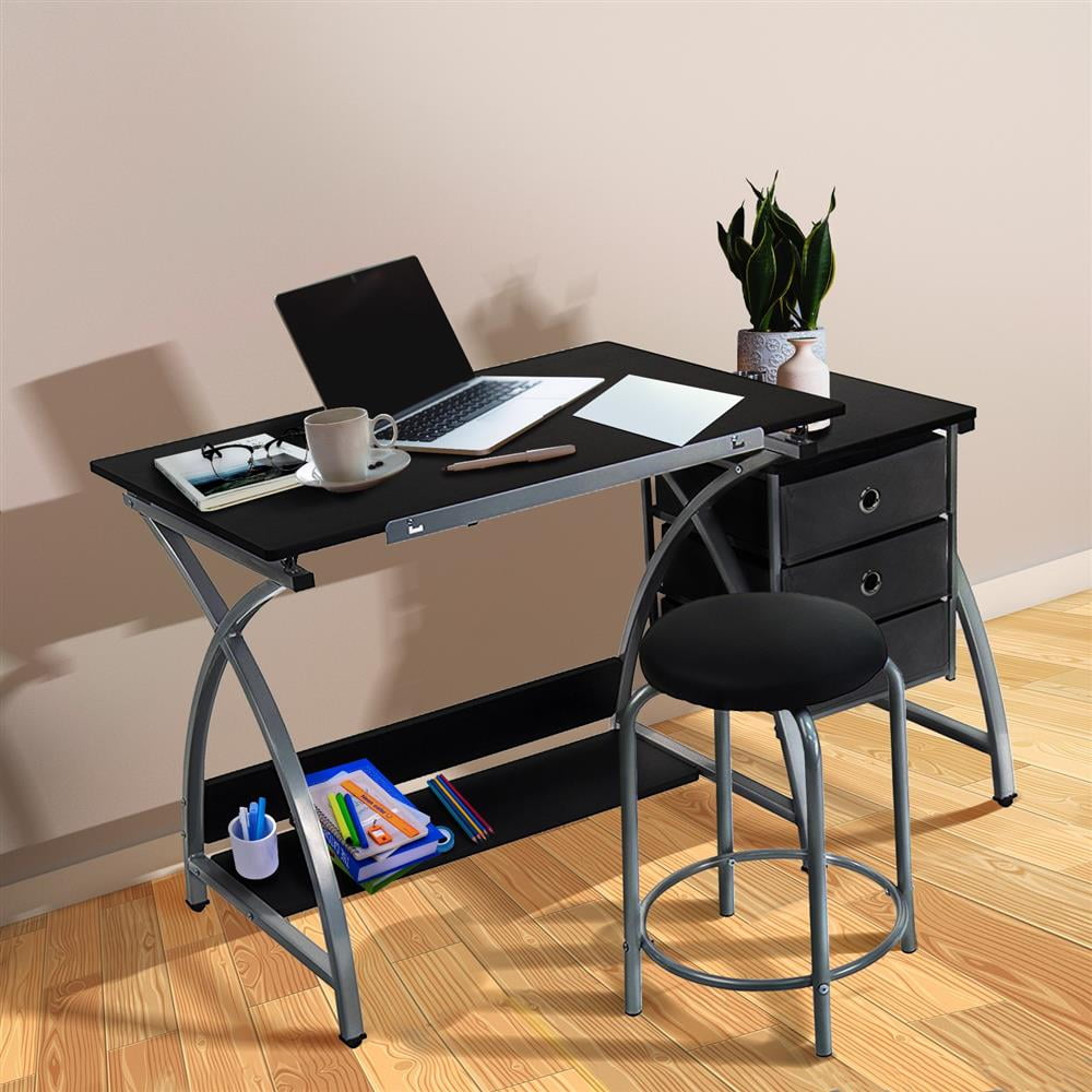 Yaheetech Folding Adjustable Drafting Drawing Table Station Art Craft Desk w/Stool 