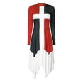 thumbnail image 3 of CHICTRY Womens Asymmetrical Praise Worship Dance Dress Color Contrast Long Sleeve Church Liturgical Dress Red&Black S, 3 of 5