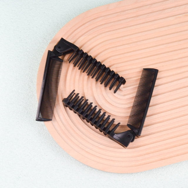 Peine plegable, peine portátil de viaje, peines dobles, mini cepillo para cabello fino/grueso para mujeres y hombres (negro)