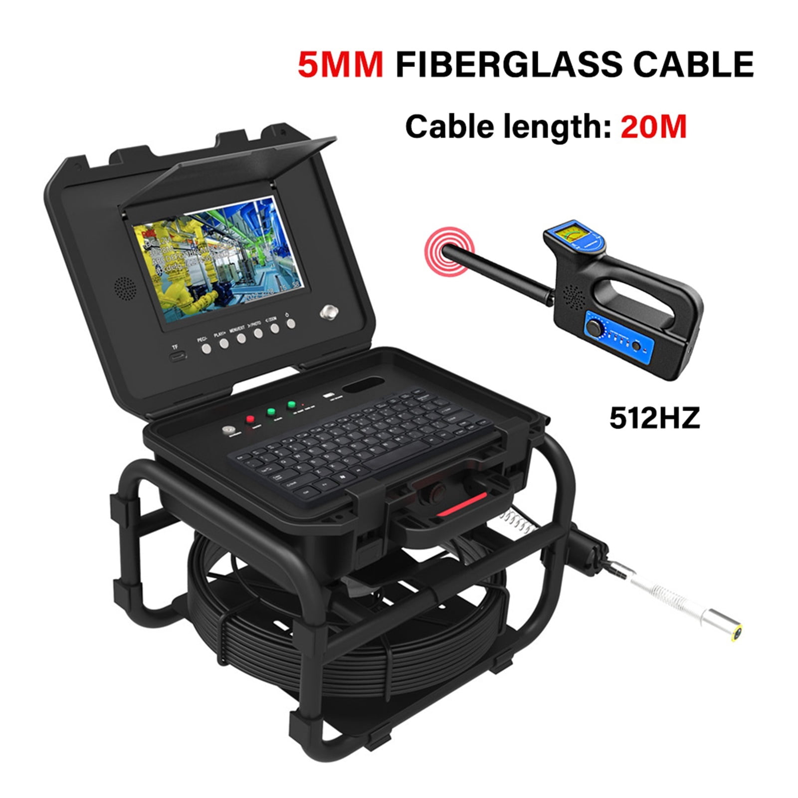 DVR 9" IPS Sewer Pipe Inspection Camera 23mm 1080P IP68 512HZ Locator Endoscope Meter Counter With 16GB Video Card 20/30/50/60M ,Stunning Clarity