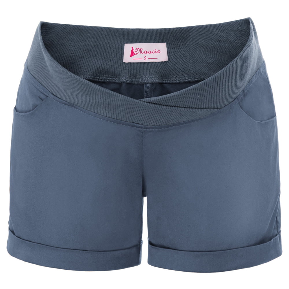 Maacie Maternity Shorts for Women Low-Rise Casual Shorts with Pockets