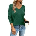 thumbnail image 4 of FDGIU Women's Lightweight V-Neck Sweater‌ - Long Sleeve Knit Pullover Tops, Loose Fit Crochet Casual Tunic for Fall 2025, 4 of 7