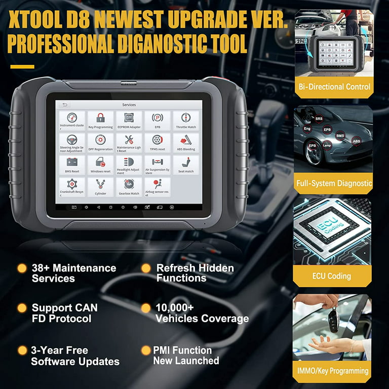 XTOOL D8 Automotive Diagnostic Scanner, Full System Bi-Directional Scan  Tool, 38+ Services