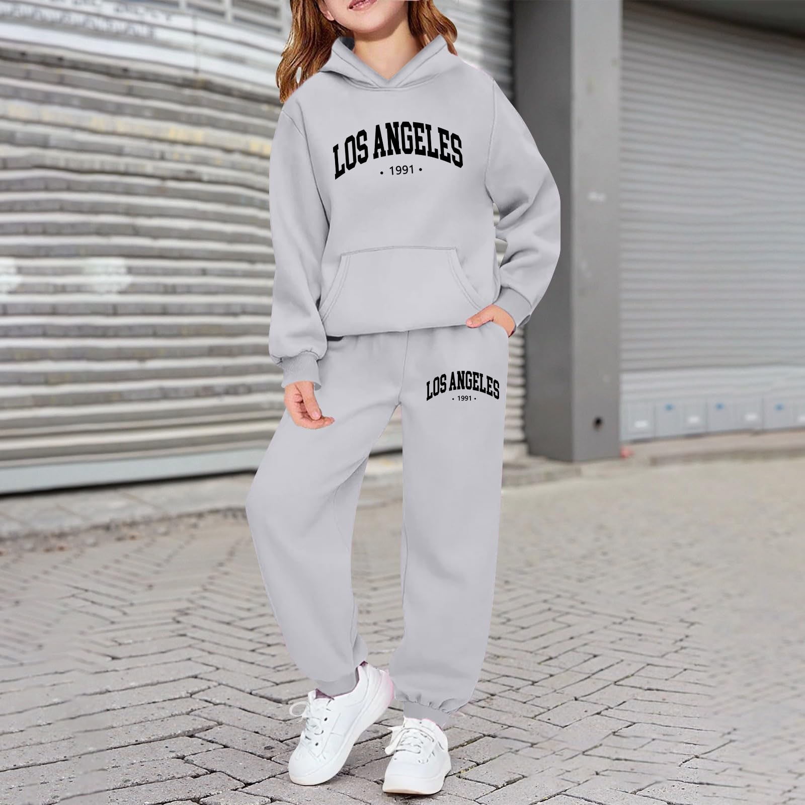 Bobifish Little Girls Outfit Sets LOS ANGELES 1991 Print Hooded