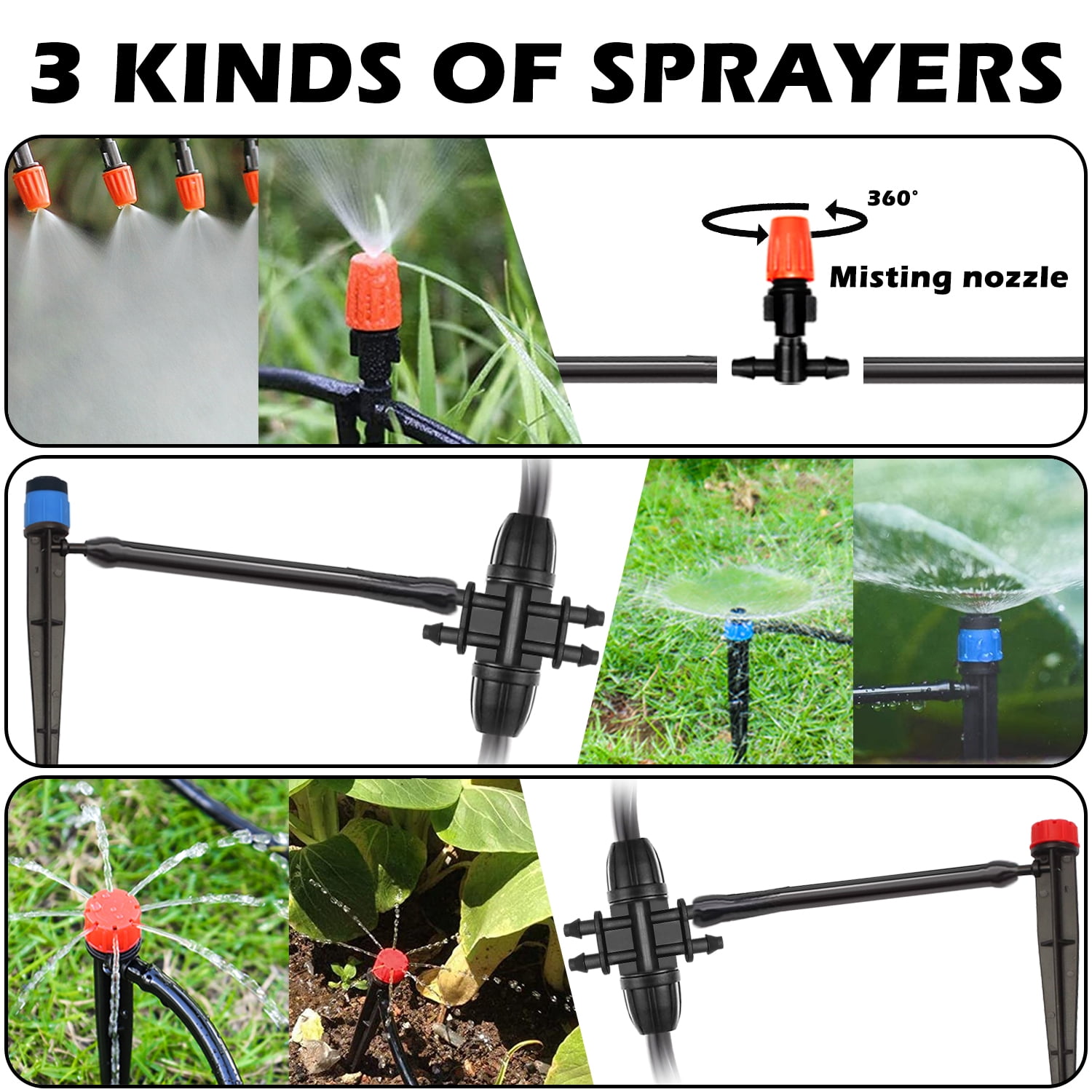 240FT Drip Irrigation System,Automatic Drip Irrigation Kit with 1/2 inch Hose 1/4 inch Distribution Tubing and Accessories,for Lawn Raised Bed Greenhouse Plant Watering System