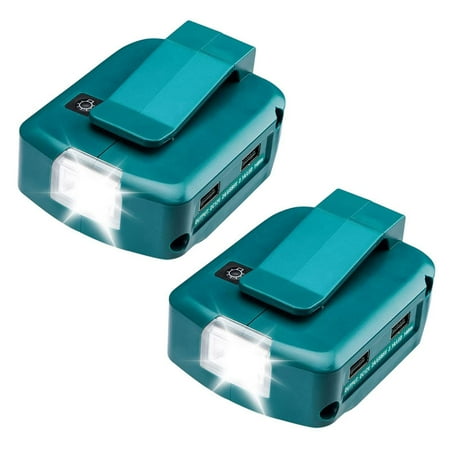 

2X for ADP068 14.4V/18V Lithium- Battery Adapter Power Source Batteries Charger with Dual USB Ports LED Light