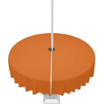 Outdoor Tablecloth Bright Orange Round Patio Tablecloths 60 Inch, Waterproof Outside Table Cloths with Umbrella Hole and Zipper, Solid Color Summer Table Cover for Outdoor Tables Garden
