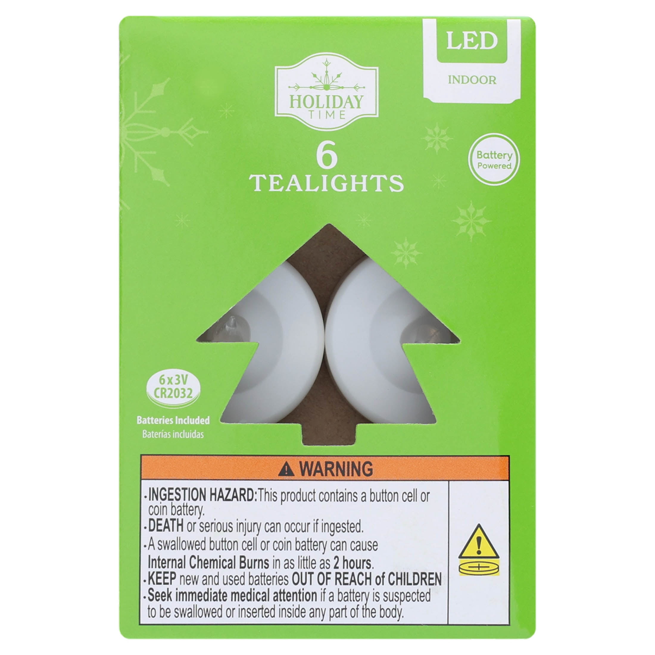 Indoor Battery-Operated LED Tealight Candles, White, 6 Count, by Holiday Time