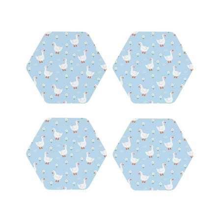 

Tideii Goose White Flowers for Leather Coasters 4 Pieces Anti-fouling and Anti-scalding Decorative Coasters Suitable for Restaurants Kitchens Coffee Shops-Hexagon