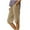 Khaki, variant on Diufon Capri Pants for Women Knee Length Cotton Linen Capris Summer Straight Leg Loose Beach Shorts with Pockets
