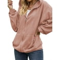 thumbnail image 4 of QAFOPEH Women Zip Long Sleeve Sweatshirt Drawstring Hoodies With Pockets, 4 of 7