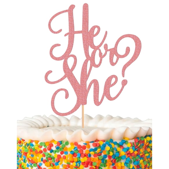 Cake Topper MYAMPED ¿Niño o niña? Glitter dorado y rosa