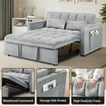 thumbnail image 4 of EPOWP 3 in 1 Folding Convertible Sofa Bed,55'' Pull Out Couch Bed with Side Pocket,Velvet Fabric Loveseat Sleeper Sofa with Adjustable Backrest,Easy Assembly,Perfect for Living Room,Light Grey, 4 of 7
