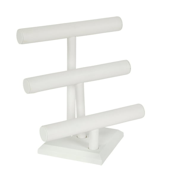 3-Tier White Faux Leather Jewelry Display-RTA