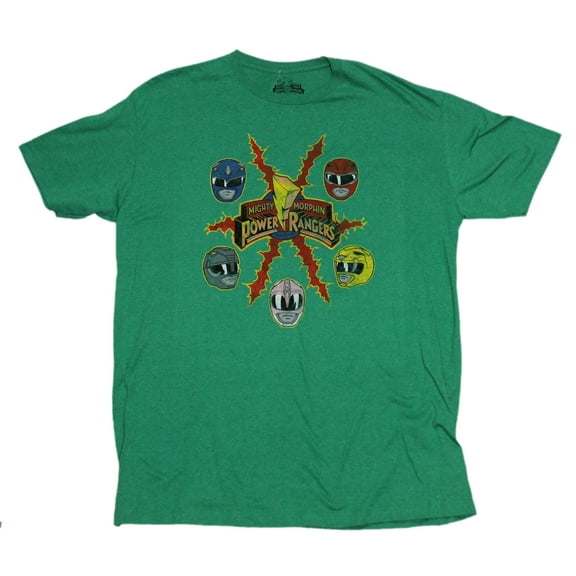 Mighty Morphin Power Rangers Mens T-Shirt  - Distressed Lighting Head Logo Ima