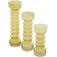 thumbnail image 5 of DecMode 3 Candle Yellow Glass Bubble Pillar Candle Holder, Set of 3, 5 of 7