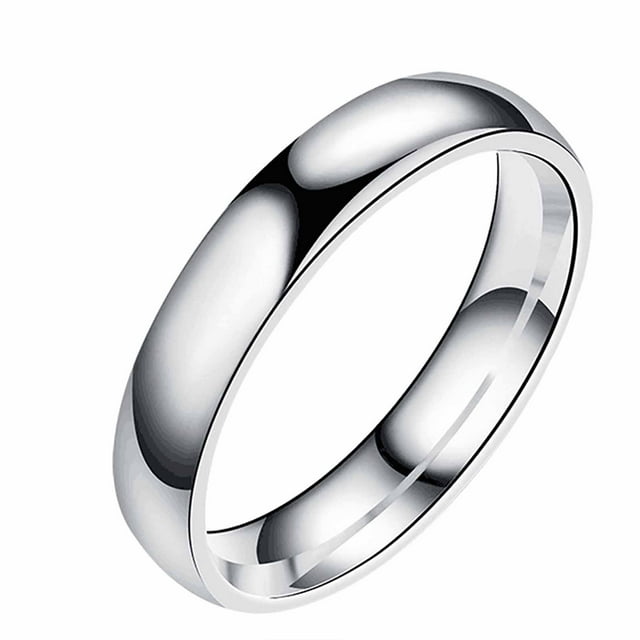 Anillos para mujer, regalos para mujer, acero inoxidable de 4 mm, titanio, acero, joyería para parejas, talla 5-12, anillo de acero