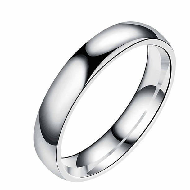 Anillos para mujer, regalos para mujer, acero inoxidable de 4 mm, titanio, acero, joyería para parejas, talla 5-12, anillo de acero