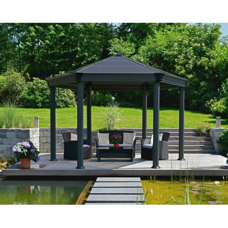Palram - Canopia Roma 12' x 14' Polycarbonate/Aluminum Hexagon Gazebo - Gray/Bronze