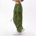 thumbnail image 3 of Cutuoiiu Women's Loose Solid Color Cargo Pants Multiple Pockets Drawstring Waist Breathable Sports Trousers Gifts, 3 of 6