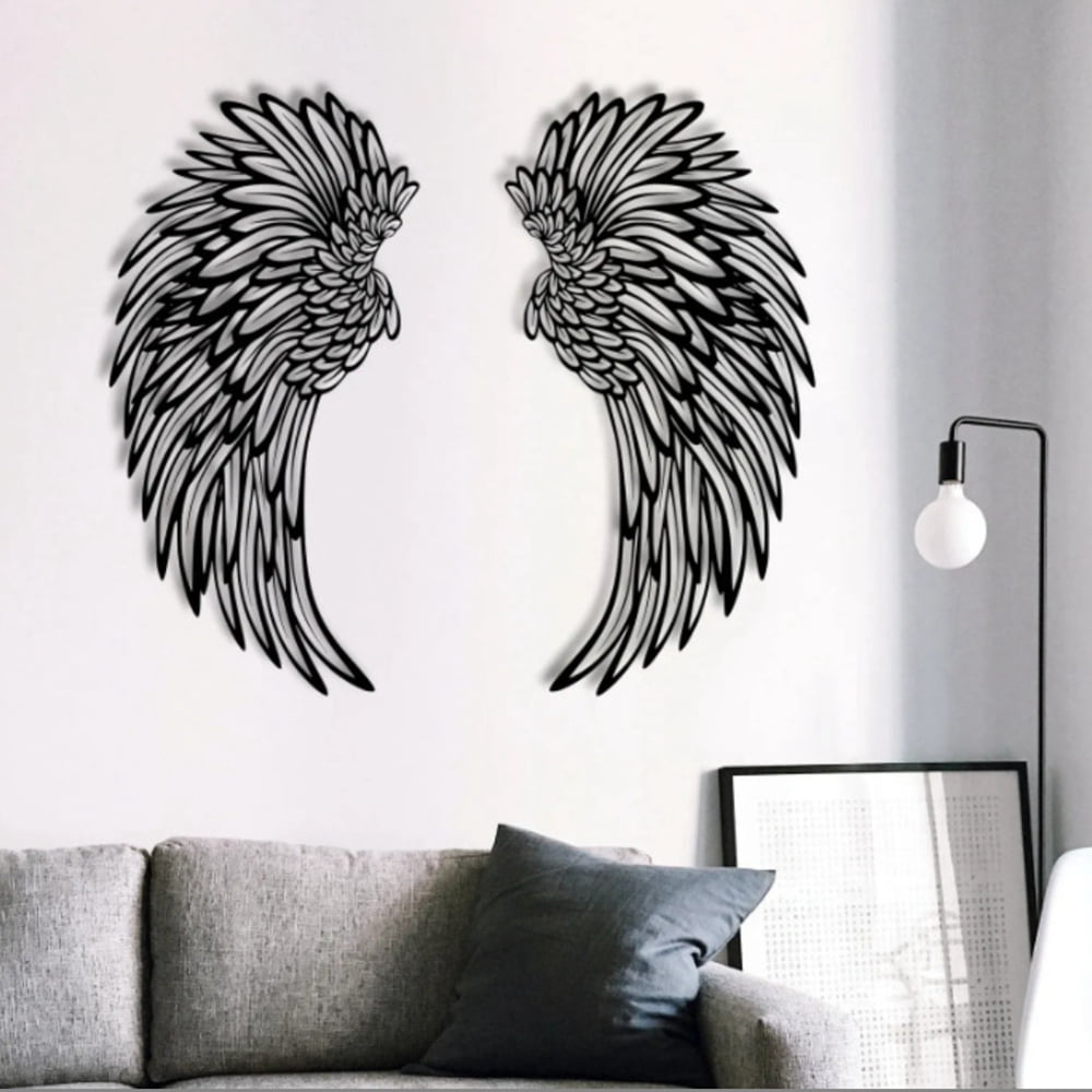INTASTE Golden Angel Wings Art Wall Decor, Vintage Style Realistic Murals  Wall Sculpture, for Living Room, Coffee Shop, Bar Decorative Lights (Size 