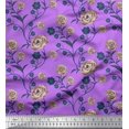 thumbnail image 1 of Soimoi Tissu Popeline de Coton Imprimé Feuilles & Roses Tissu de Couture Yard 56 Pouces de Large, 1 of 3