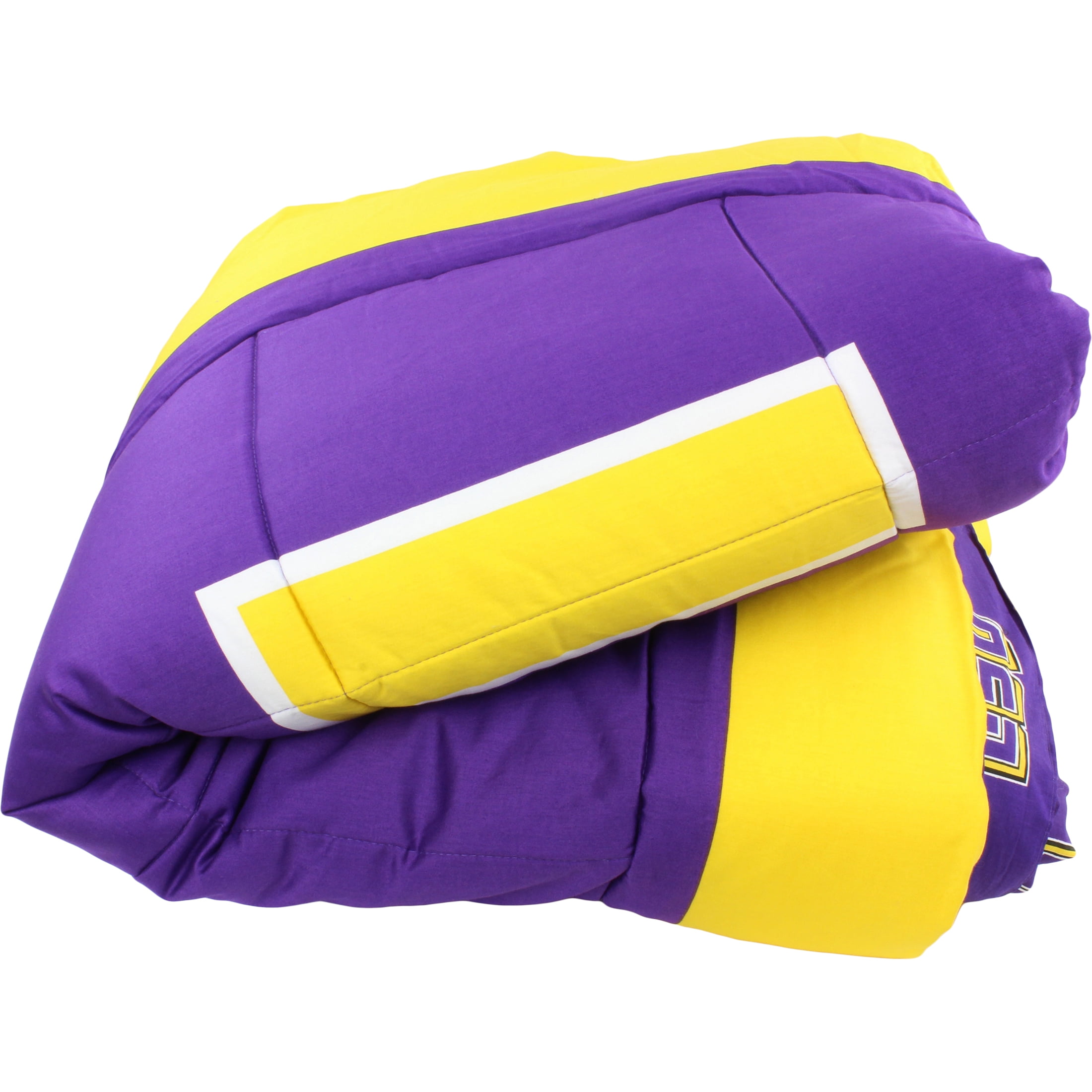LSU Tigers 3 Pc Reversible Cotton Comforter Set, 1 Comforter, 2 Shams, King