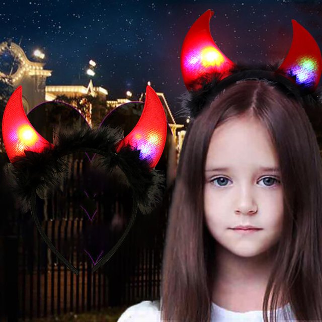 Accesorios de decoración para fiesta de Halloween Fiudx con cerradura luminosa para cabeza