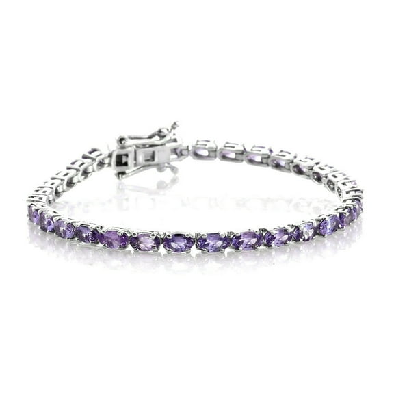 Oval Shape 5x3 mm Purple Amethyst Eternity Tennis Bracelet 7.5 Inch 925 Sterling Silver February Birthstone Month Gemstone Jewelry Women Gift For Her Wedding Anniversary Birthday Gift