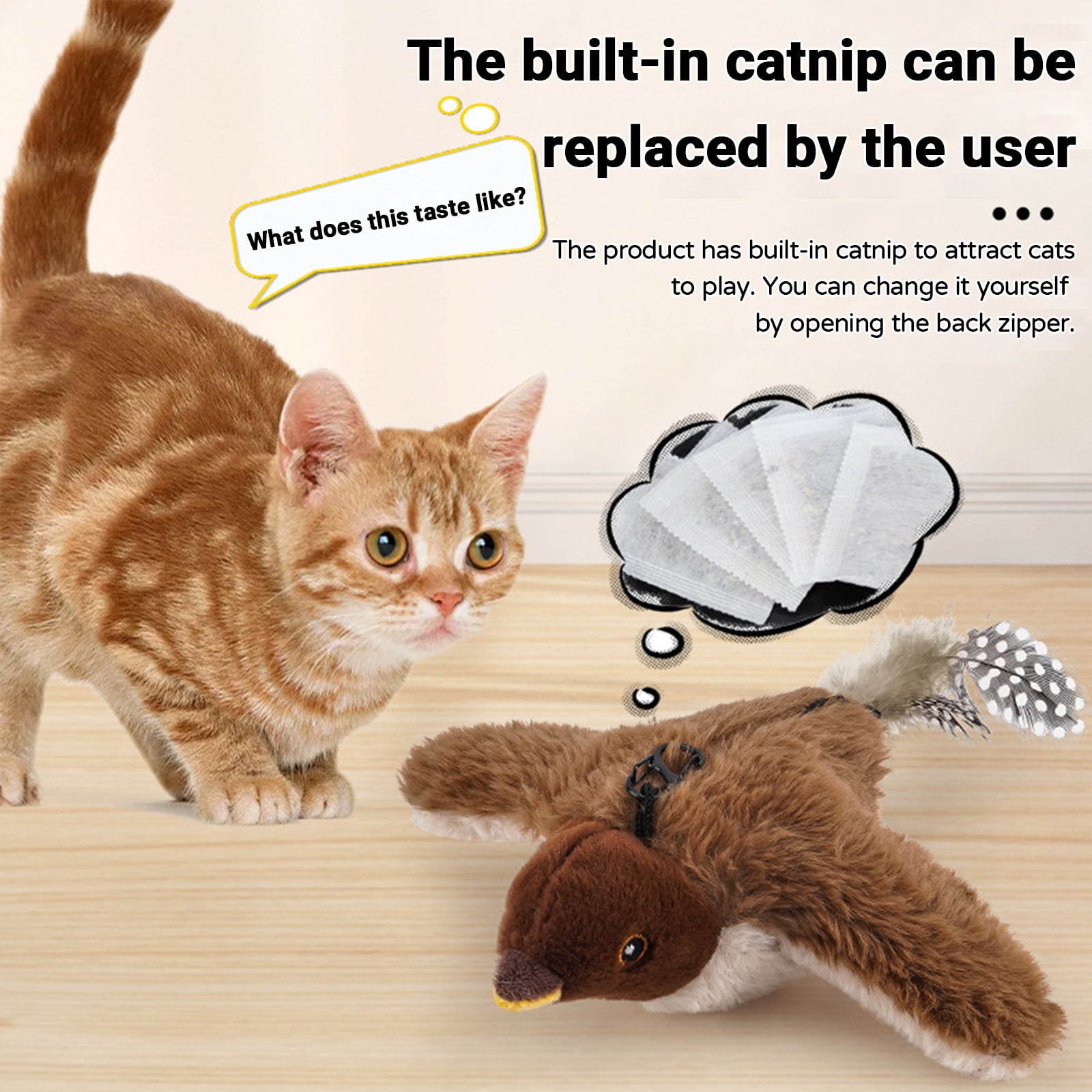 Flappy Flying Bird Cat Toy with Flapping & Chirping Sounds (NO Flying) – 2026 New Interactive Chirping Bird Cat Toy, Indoor Exercise Toy for Bored Cats