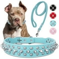 thumbnail image 2 of Dog Collar with Leash,Durable Rivet PU Leather Dog Collars for Pit Bull, Spiked Studded for Small Medium Large Dog, 2 of 7