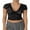 Black, variant on Michellecmm Women's Lace Sheer Crop Tops Cap Sleeve Wrap V-Neck T-Shirt