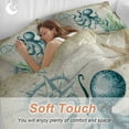 thumbnail image 4 of Vintage Ocean Bedding Duvet Cover Set King Size 4 Pieces Octopus Starfish Seagrass Compass Nautical Bedding Set with Zipper Closure, 1 Comforter Cover 92x106 Inches 1 Flat Sheet & 2 Pillow Cases, 4 of 7