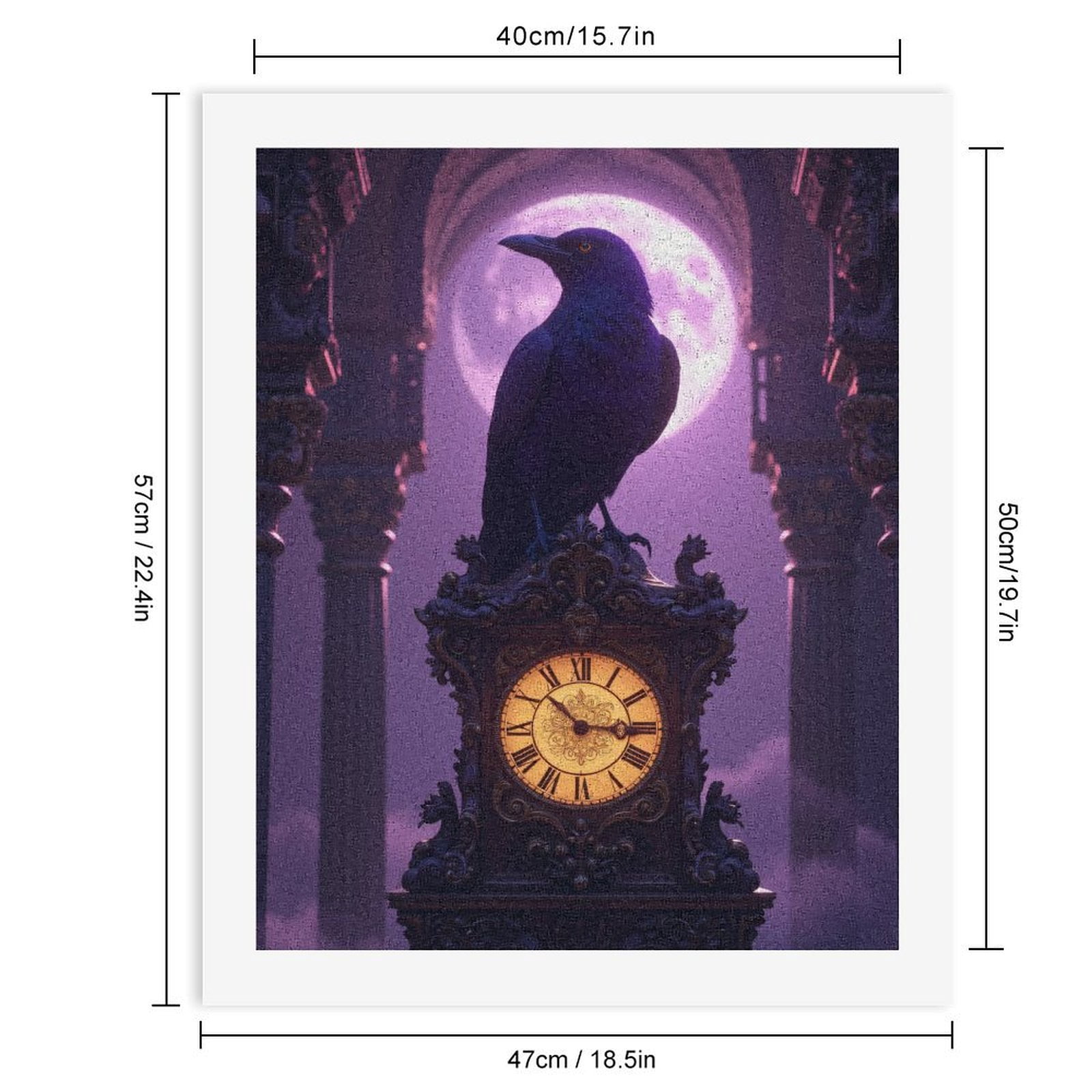 Paint by Numbers Kit for Adults, Raven On Gothic Clock Moonlit Night Paint by Numbers, Easy Paint by Numbers Kit for Adults Beginner, DIY Adult Paint by Number Kits on Canvas, Home Decor