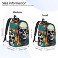 thumbnail image 2 of Disketp Modern Hip-Hop Skull print Canvas Backpack Lightweight Travel Daypack Student Rucksack Laptop Backpack-, 2 of 5