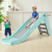 Arlopu Plastic Toddlers First Slide, Sturdy Kids Slide Play Climber with Basketball Hoop Indoor Outdoor Toy for Kids 2-6 Years