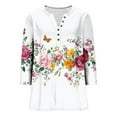 thumbnail image 5 of Levmjia Womens Tops Fashion 3/4 Sleeve T Shirt Casual Loose Fit Floral Printed Pullover Soft Polyester Round Neck Comfortable Tee For Daily Wear, 5 of 5
