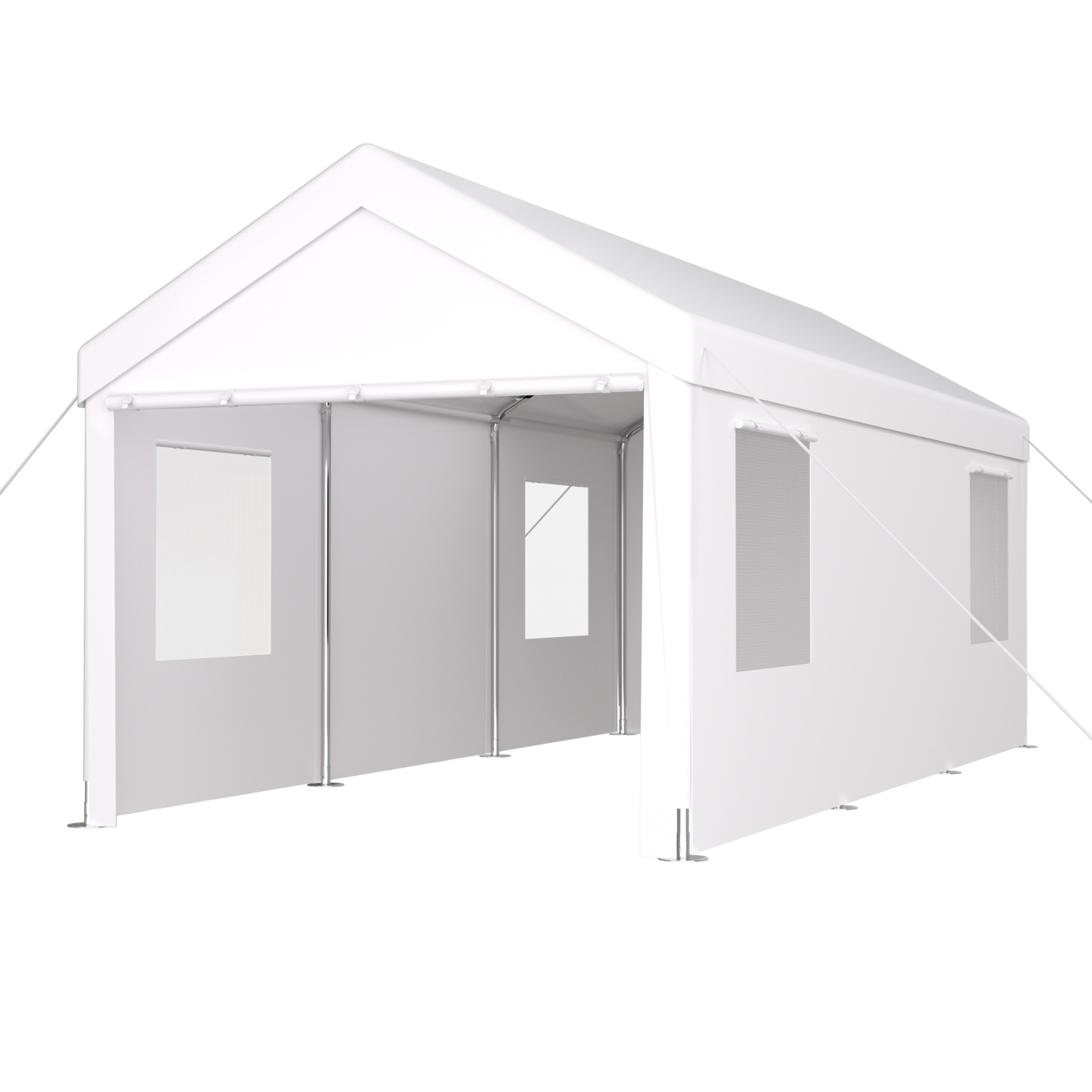 Miekor Furniture Carport 12' x 20' Portable Garage, Heavy Duty Car Port Canopy with 2 Roll-up Doors & 4 Ventilated Windows for Car, Truck, Boat, Garden Tools,white 19272
