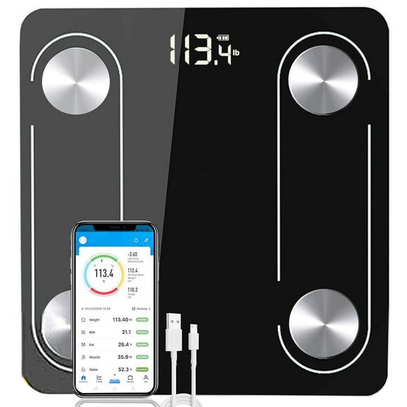 Scale for Body Weight and Fat Percentage, Bveiugn Digital Accurate Bathroom Smart Scale LED Display, 13 Body Composition Analyzer Sync Weight Scale BMI Health Monitor Sync Fitdays App - 400lb