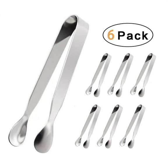 6PCS Ice Tongs Mini Serving Tongs Stainless Steel Kitchen Tongs for Appetizers Sugar Cube